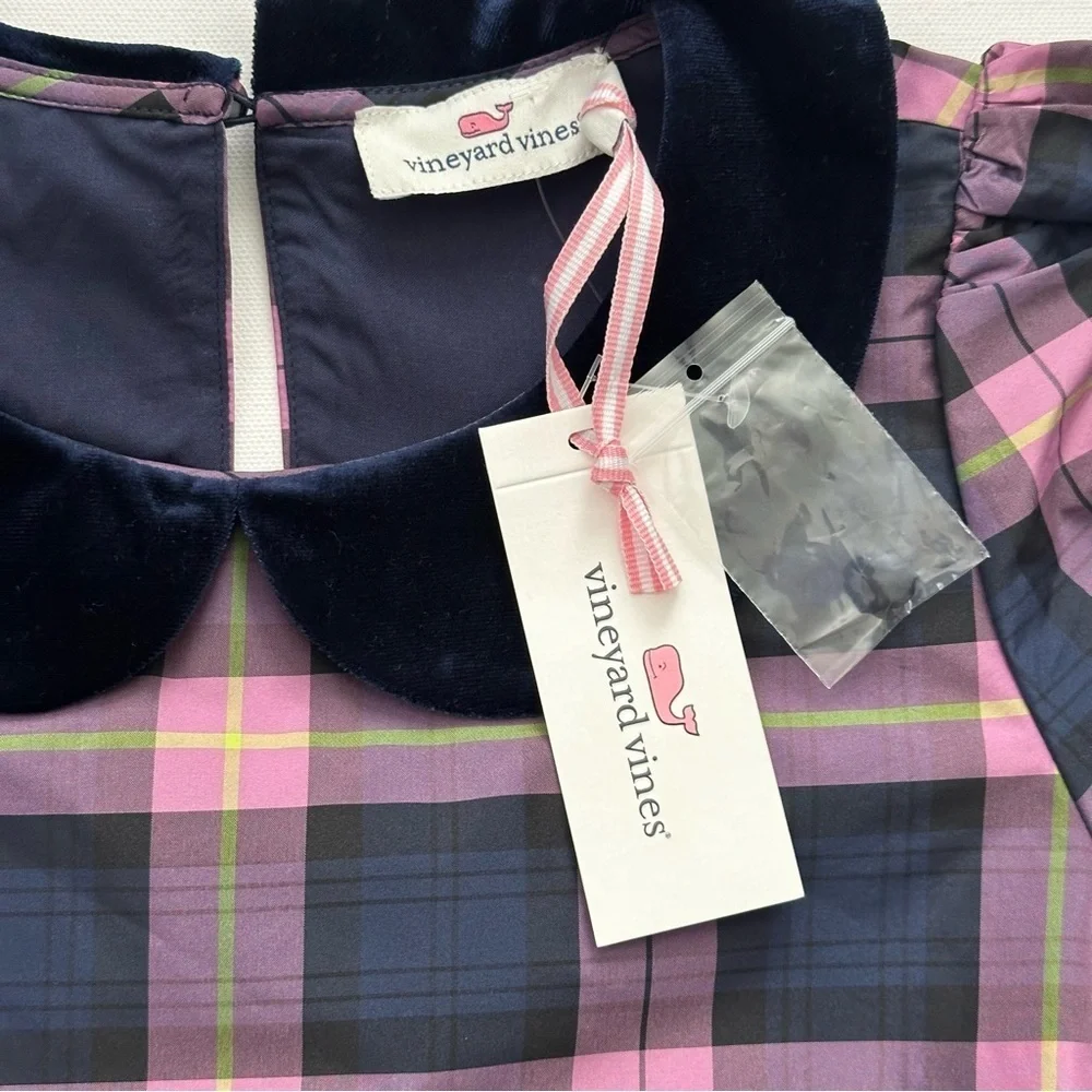 Vineyard Vines Girls' Collared Taffeta Holiday Dress Size M